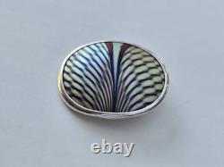 Vintage 1977 Orient & Flume Sterling Silver Pendant Signed Art Glass Design