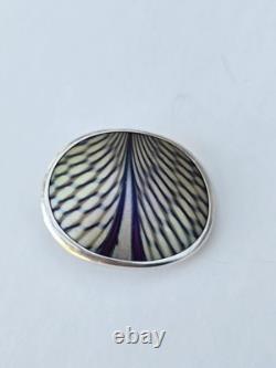 Vintage 1977 Orient & Flume Sterling Silver Pendant Signed Art Glass Design