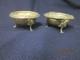 Vintage (2) Kirk Sterling Silver #58 Repousse Salt Cellar With Glass Insert 120g