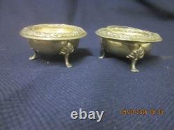 Vintage (2) Kirk Sterling Silver #58 Repousse Salt Cellar With Glass Insert 120g