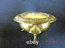 Vintage (2) Kirk Sterling Silver #58 Repousse Salt Cellar With Glass Insert 120g