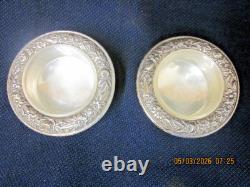 Vintage (2) Kirk Sterling Silver #58 Repousse Salt Cellar With Glass Insert 120g