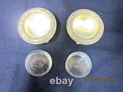 Vintage (2) Kirk Sterling Silver #58 Repousse Salt Cellar With Glass Insert 120g