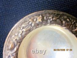 Vintage (2) Kirk Sterling Silver #58 Repousse Salt Cellar With Glass Insert 120g