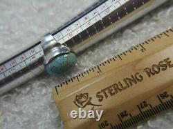 Vintage 3/4 Blue Green Peking Glass 0.925 Sterling Silver cocktail Ring size 9
