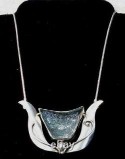 Vintage 80's Sterling Silver 925 Rachel Gera Necklace One Of A Kind Roman Glass