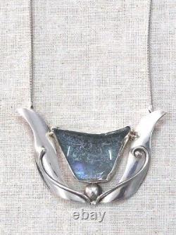 Vintage 80's Sterling Silver 925 Rachel Gera Necklace One Of A Kind Roman Glass