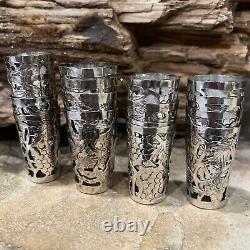 Vintage 925 STERLING SILVER Overlay Motif for SHOT GLASS Mexico Set of 16 5.7oz
