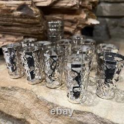 Vintage 925 STERLING SILVER Overlay Motif for SHOT GLASS Mexico Set of 16 5.7oz