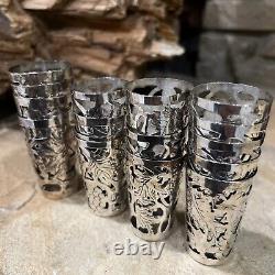 Vintage 925 STERLING SILVER Overlay Motif for SHOT GLASS Mexico Set of 16 5.7oz