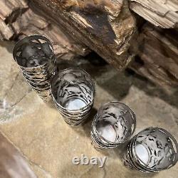 Vintage 925 STERLING SILVER Overlay Motif for SHOT GLASS Mexico Set of 16 5.7oz