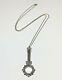 Vintage 925 Silver Marcasite Magnifying Glass Pendant Charm Chain Necklace 25