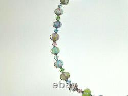 Vintage. 925 Sterling Silver Art Glass & Crystal Beaded Necklace