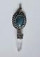 Vintage 925 Sterling Silver Blue Glass Cabochon Pendant With Clear Quartz Point