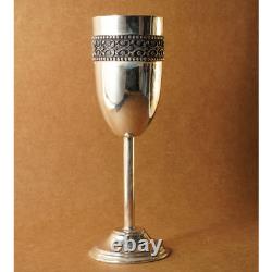 Vintage 925 Sterling Silver Glass Wine Glass Handmade Vessel Silver Flask Silver