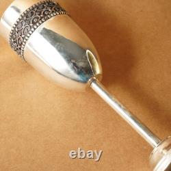 Vintage 925 Sterling Silver Glass Wine Glass Handmade Vessel Silver Flask Silver