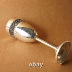 Vintage 925 Sterling Silver Glass Wine Glass Handmade Vessel Silver Flask Silver
