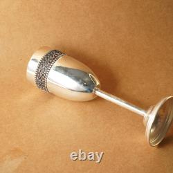 Vintage 925 Sterling Silver Glass Wine Glass Handmade Vessel Silver Flask Silver