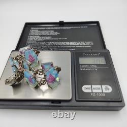 Vintage 950 Sterling Silver AB Glass Intaglio Etched Red Pagoda Bracelet 7.5