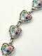 Vintage Alan K Heart Link Millefiori Glass Sterling Silver Bracelet Multicolor