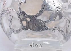 Vintage Alvin Glass & 999 Fine Silver Overlay Perfume Bottle 4.5 Art Nouveau