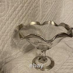Vintage Alvin Sterling Silver and Glass Dish with Sterling Silver Fluted Rim