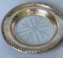 Vintage Amston Sterling Silver Glass Coaster, 6.5 / 3.5 toz