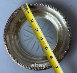 Vintage Amston Sterling Silver Glass Coaster, 6.5 / 3.5 toz
