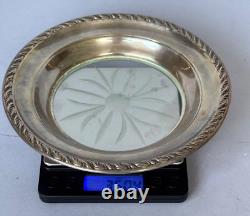 Vintage Amston Sterling Silver Glass Coaster, 6.5 / 3.5 toz