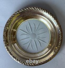 Vintage Amston Sterling Silver Glass Coaster, 6.5 / 3.5 toz
