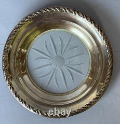 Vintage Amston Sterling Silver Glass Coaster, 6.5 / 3.5 toz