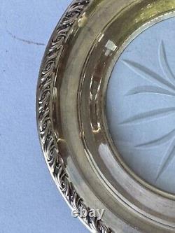 Vintage Amston Sterling Silver Glass Coaster, 6.5 / 3.5 toz