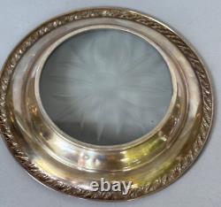 Vintage Amston Sterling Silver Glass Coaster, 6.5 / 3.5 toz
