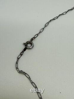 Vintage Anson Sterling Silver & Diamond Art Deco Filigree Camphor Glass Necklace