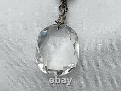 Vintage Antique Art Deco Paste Crystal Glass Open Back Sterling Drop Necklace