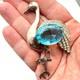 Vintage Antique Blue Glass Sterling Silver Stork Brooch Pin Stunning Big 3 Inch