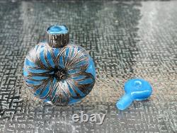 Vintage Antique England Sterling Silver Overlay Art Glass Perfume Scent Bottle