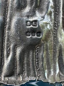 Vintage Antique England Sterling Silver Overlay Art Glass Perfume Scent Bottle