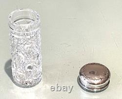 Vintage Antique Hallmarked Sterling Silver 925 Repousse Crystal Cut Glass Jar