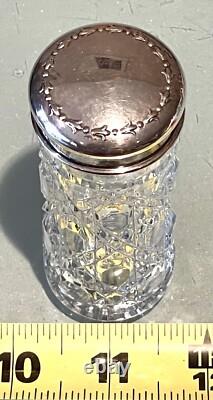 Vintage Antique Hallmarked Sterling Silver 925 Repousse Crystal Cut Glass Jar