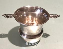 Vintage Antique Moss Sterling Silver Filigree Cup Glass Small Pitcher Bowl Old