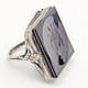 Vintage/antique Sterling Silver 925 Dark Red Glass Square Intaglio Ring Sz 5.5