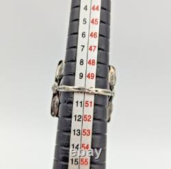 Vintage/Antique Sterling Silver 925 Dark Red Glass Square Intaglio Ring Sz 5.5