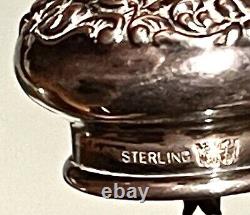 Vintage Antique Sterling Silver Top Crystal Cut Glass Oil Cruet Dispenser Old 8