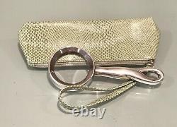 Vintage Antique Tiffany &Co Italy Sterling Silver Magnified Glass Loop Lens Case