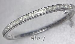 Vintage Art Deco Channel Set Paste Glass Sterling Silver 925 Bangle Bracelet