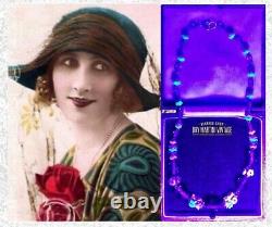 Vintage Art Deco Czech Satin Flower Uranium Beads Necklace Special Gift Collecto