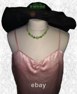 Vintage Art Deco Czech Satin Flower Uranium Beads Necklace Special Gift Collecto