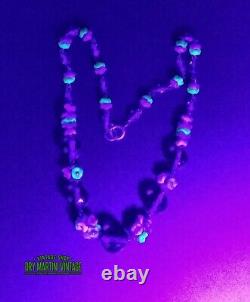 Vintage Art Deco Czech Satin Flower Uranium Beads Necklace Special Gift Collecto