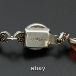 Vintage Art Deco Dragons Breath Necklace Bracelet Set Open Back Bezel Silver Set